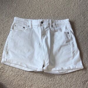 GAP White Jean Shorts with Distressed Hem